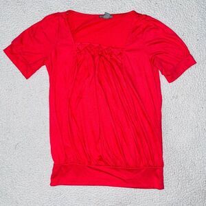 Isabella Rodriguez Square Neck Short Sleeve Shirt Red Women L Old Money Golf
